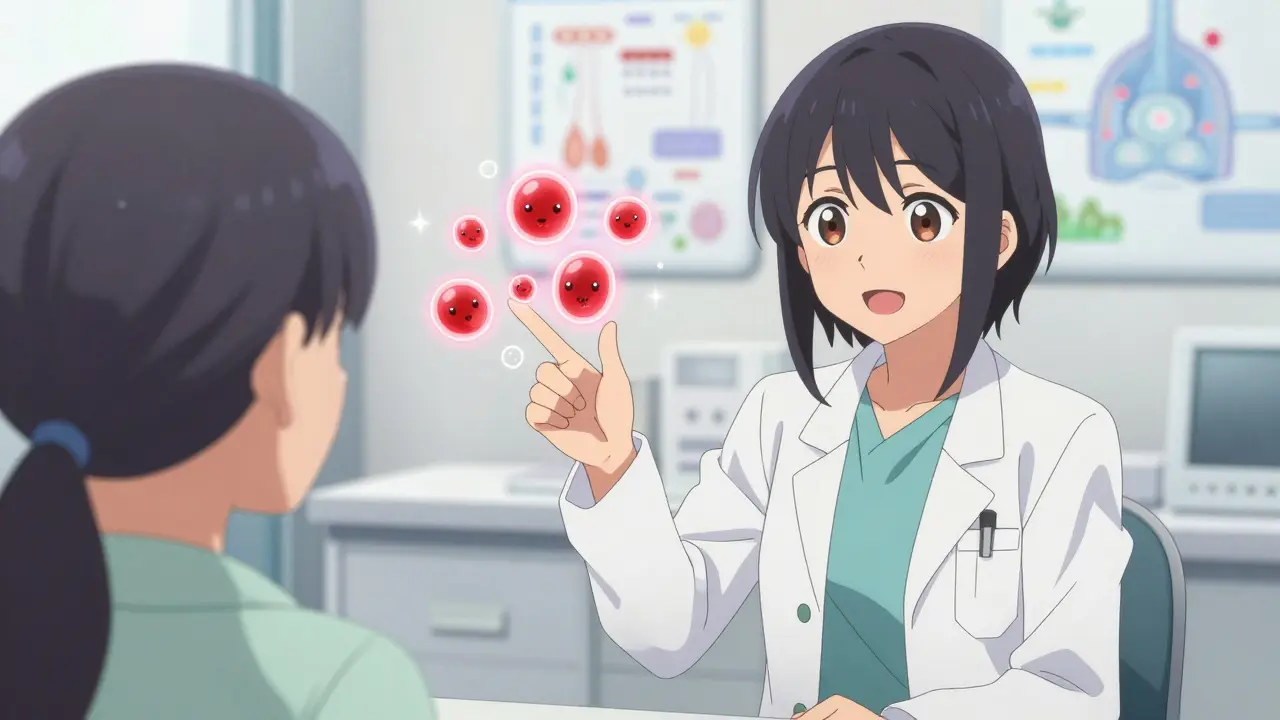Doctor explaining blood platelet function to patient