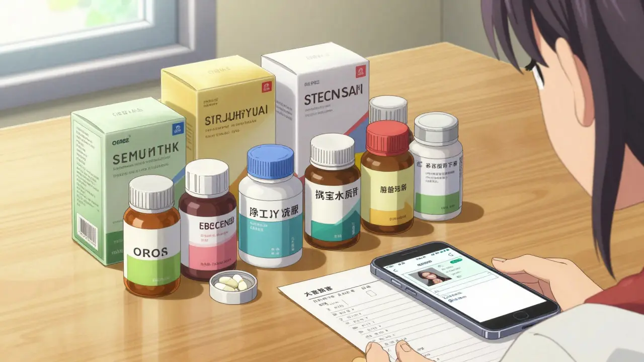 Organized pills and supplements on a table with a smartphone